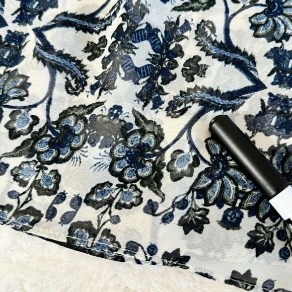 Zac & Rachel Peasant Top Womens L Blue Floral Long Sleeve Boho Festival Peasant - Picture 8 of 16